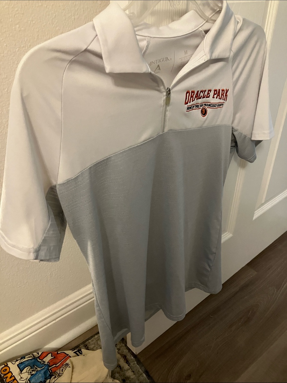 Antigua White and Light Grey Oracle Park Kids Polo